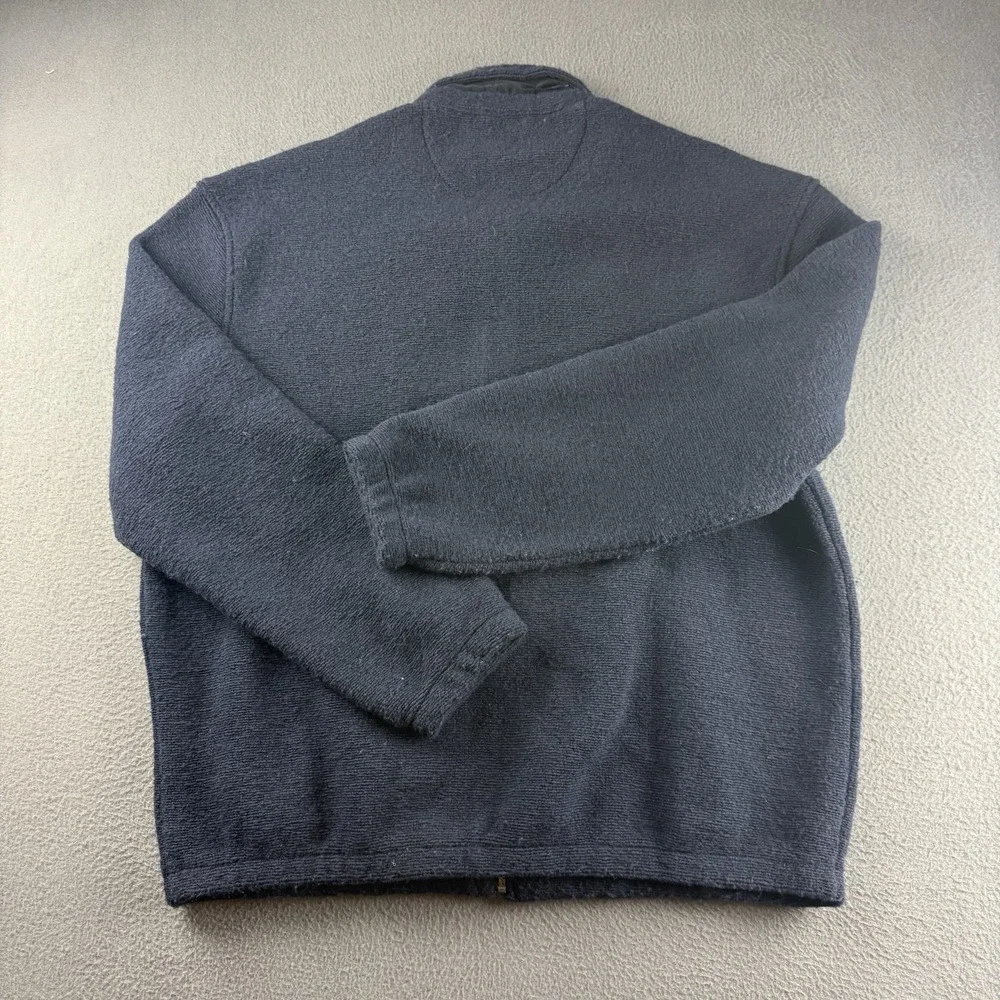 J Crew Jacket Men's L Blue Wool Blended Sweater Fleece Oarsman Minimal Full Zip