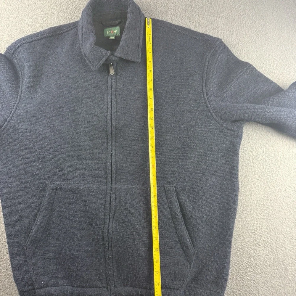 J Crew Jacket Men's L Blue Wool Blended Sweater Fleece Oarsman Minimal Full Zip