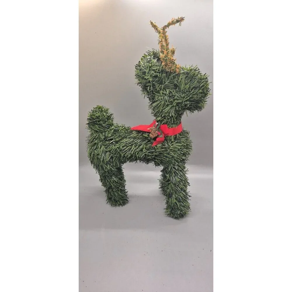 VINTAGE CHRISTMAS REINDEER FAUX EVERGREEN TOPIARY ARTIFICIAL TREE DEER 10