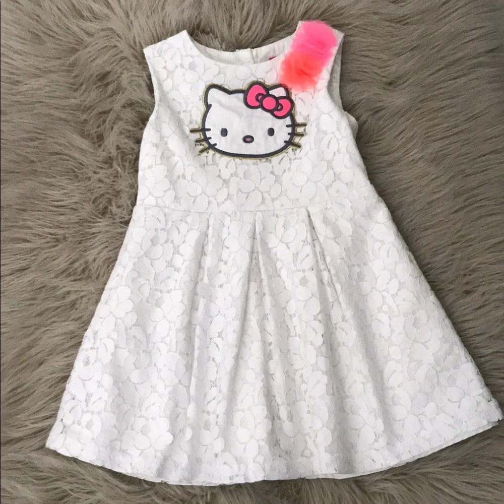 HELLO KITTY Girls White Lece Formal/ Birthday Dress | 2T