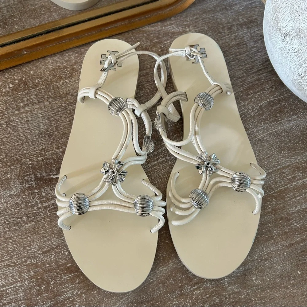 Tory Burch Capri Strappy Beaded Slingback Sandals