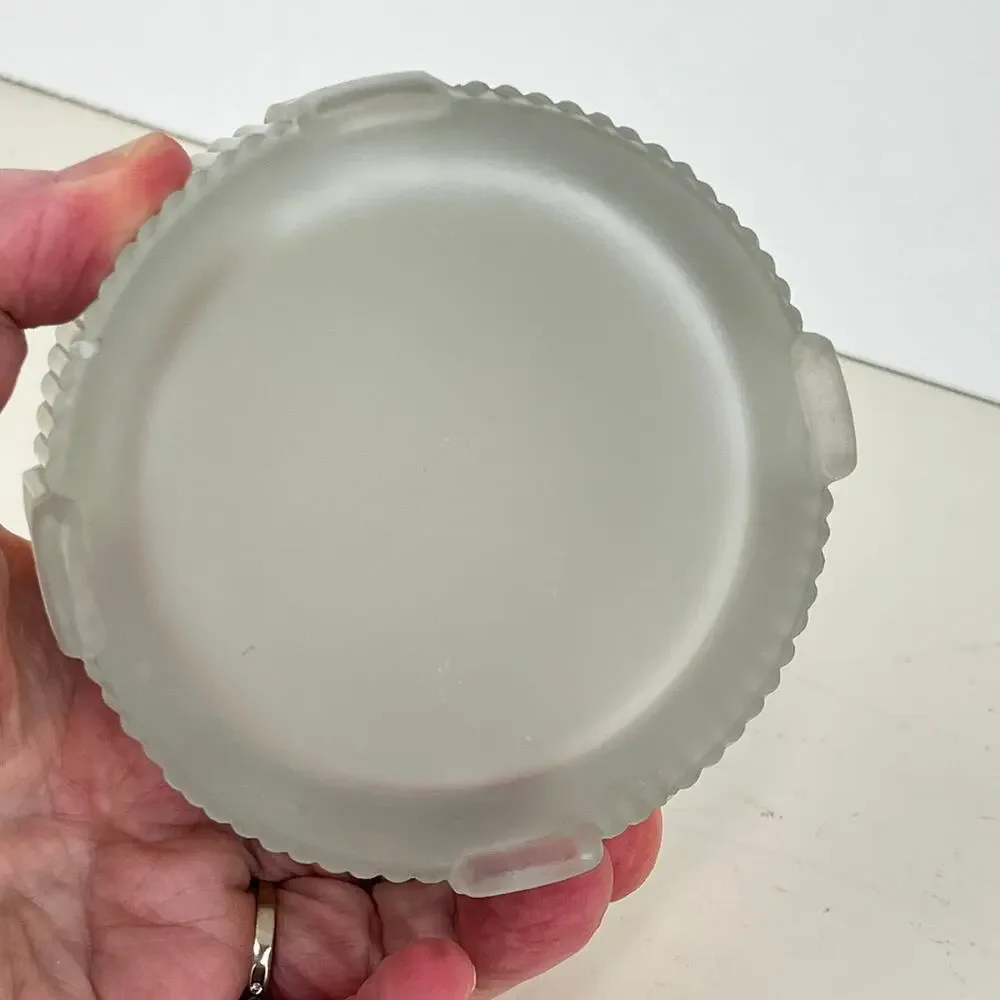 Vintage Ribbed Satin Glass Powder Vanity Jar Trinket Box