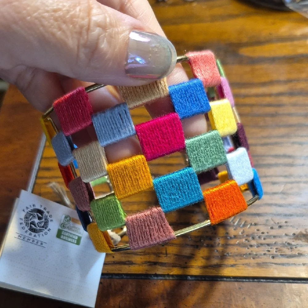 World Finds Ethical Bracelet Colorful Woven Cuff Bracelet NWT