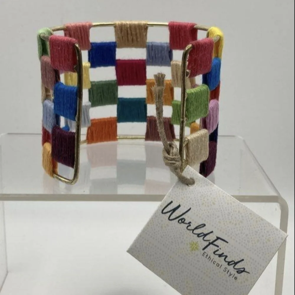 World Finds Ethical Bracelet Colorful Woven Cuff Bracelet NWT