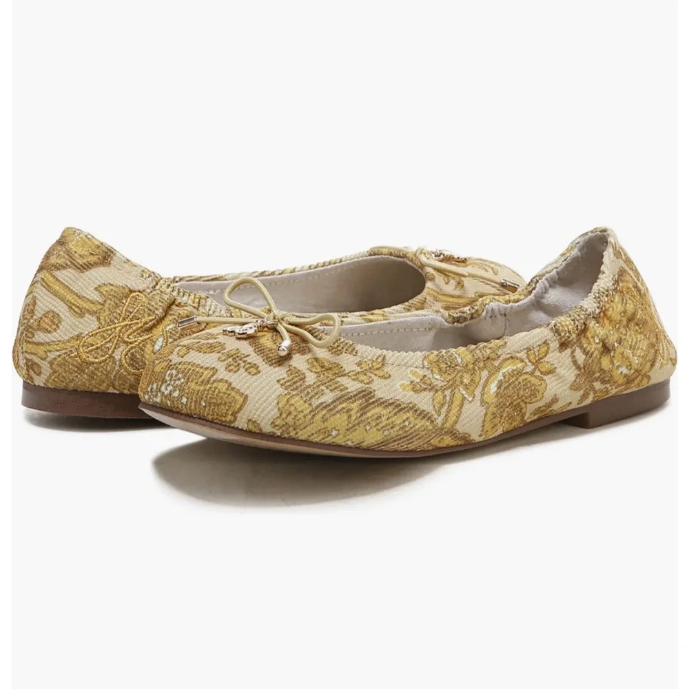 New Sam Edelman Felicia Floral Jacquard Ballet Flat, Size 2, Girl Youth Shoes