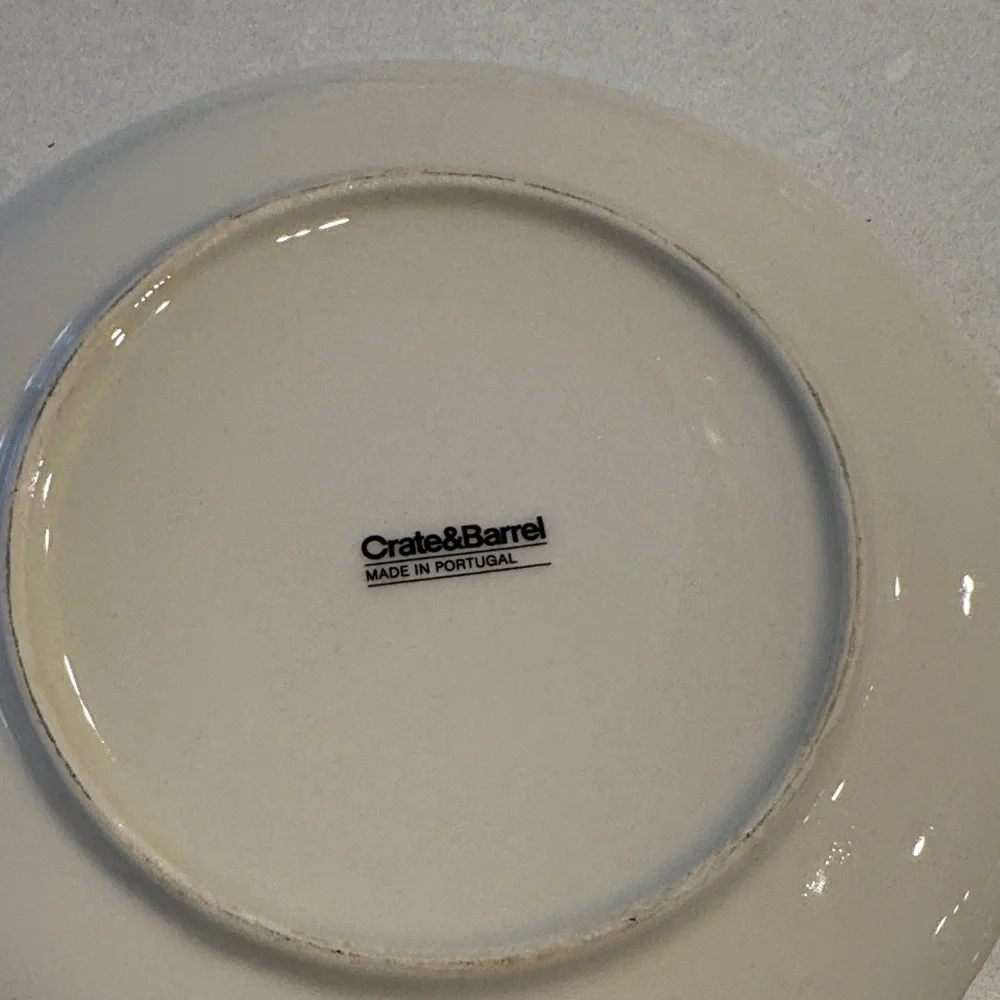 Crate&Barrel Botanical Dinnerware Set - Cream and Green 1 plate has small chips