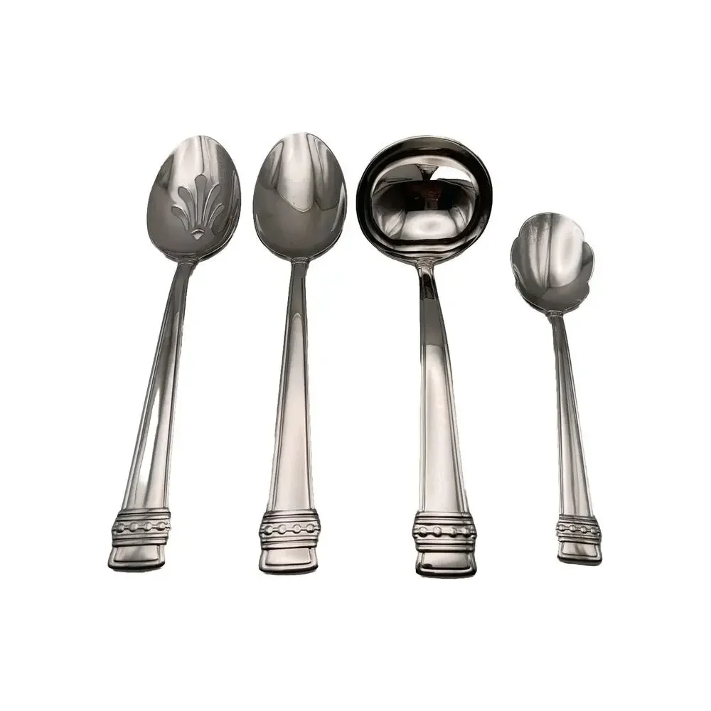 Lenox Hancock Platinum 4pc Server Set 18/8 Stainless F1atware GLOSSY RARE NOS