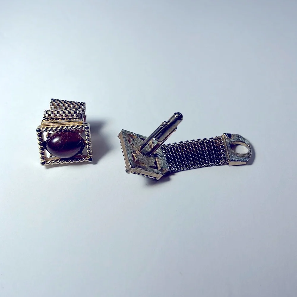 Vintage Swank Gold‎ Tone Wrap-Around Cufflinks