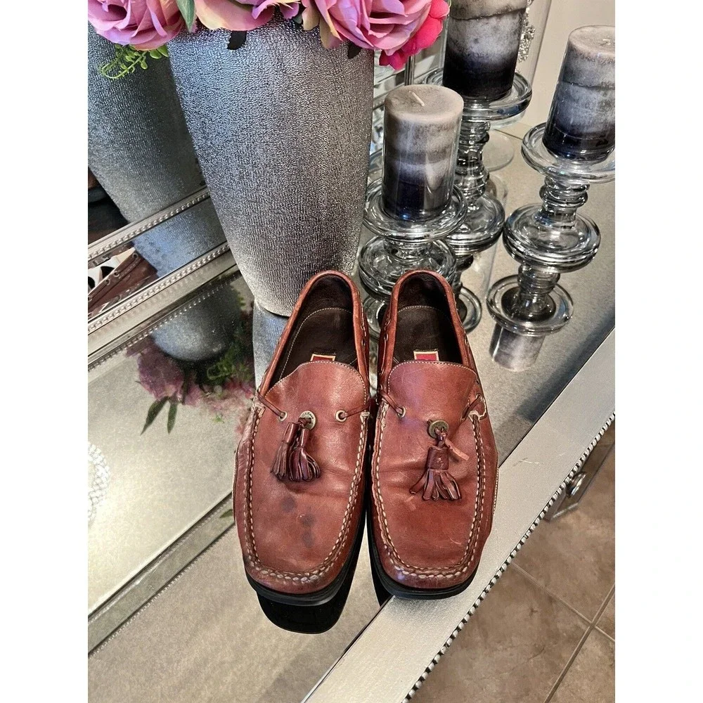 Men’s Cole Haan Genuine Leather Tassel‎ Loafer Shoes Size 8M Brown Oxford