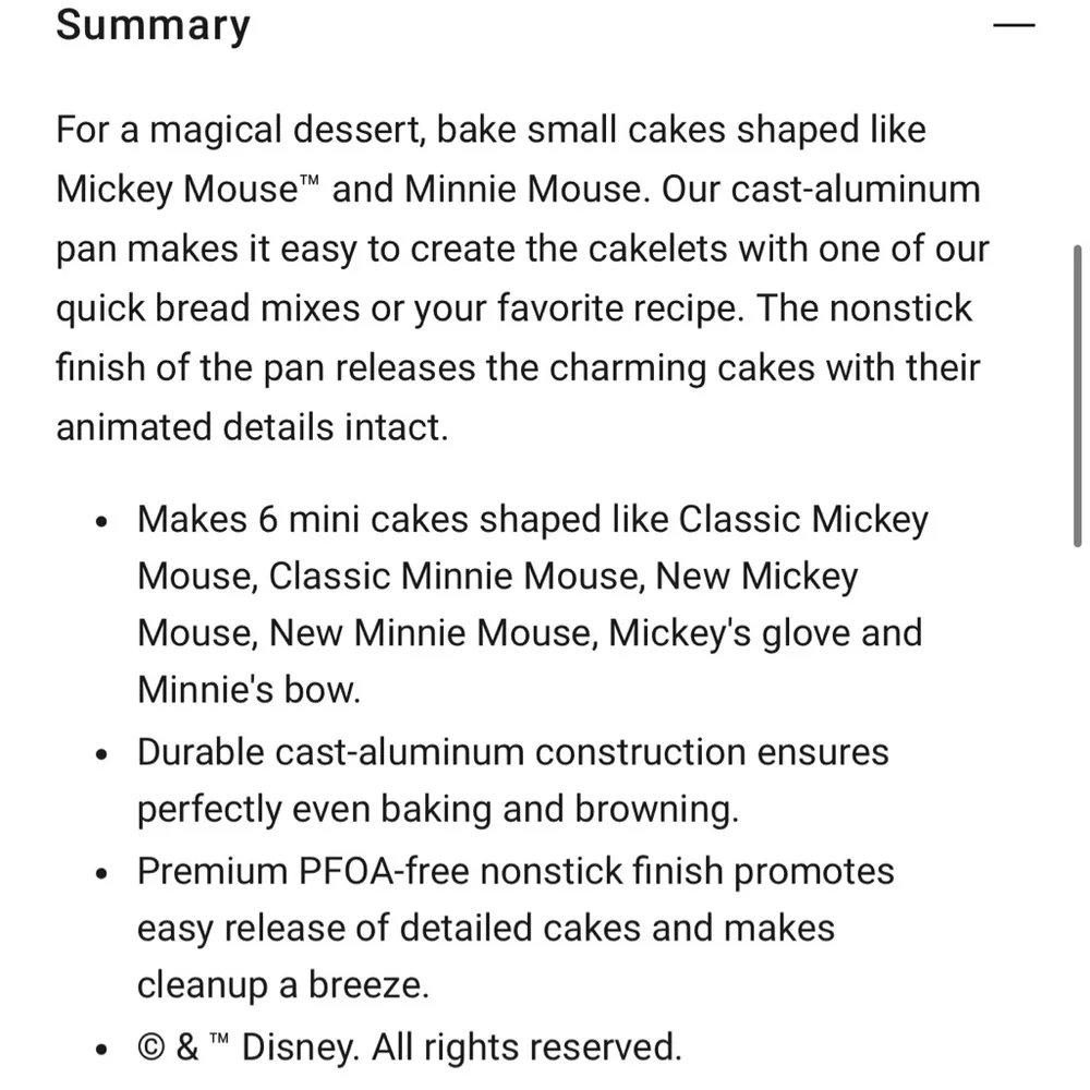NWT Williams Sanoma Mickey and Minnie Mouse Cast Aluminum Caklet Pan
