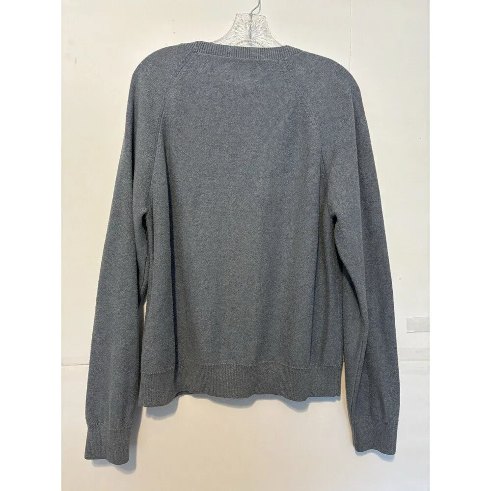Lucky Brand Grampacore/ Preppie gray V neck button up sweater Size XL