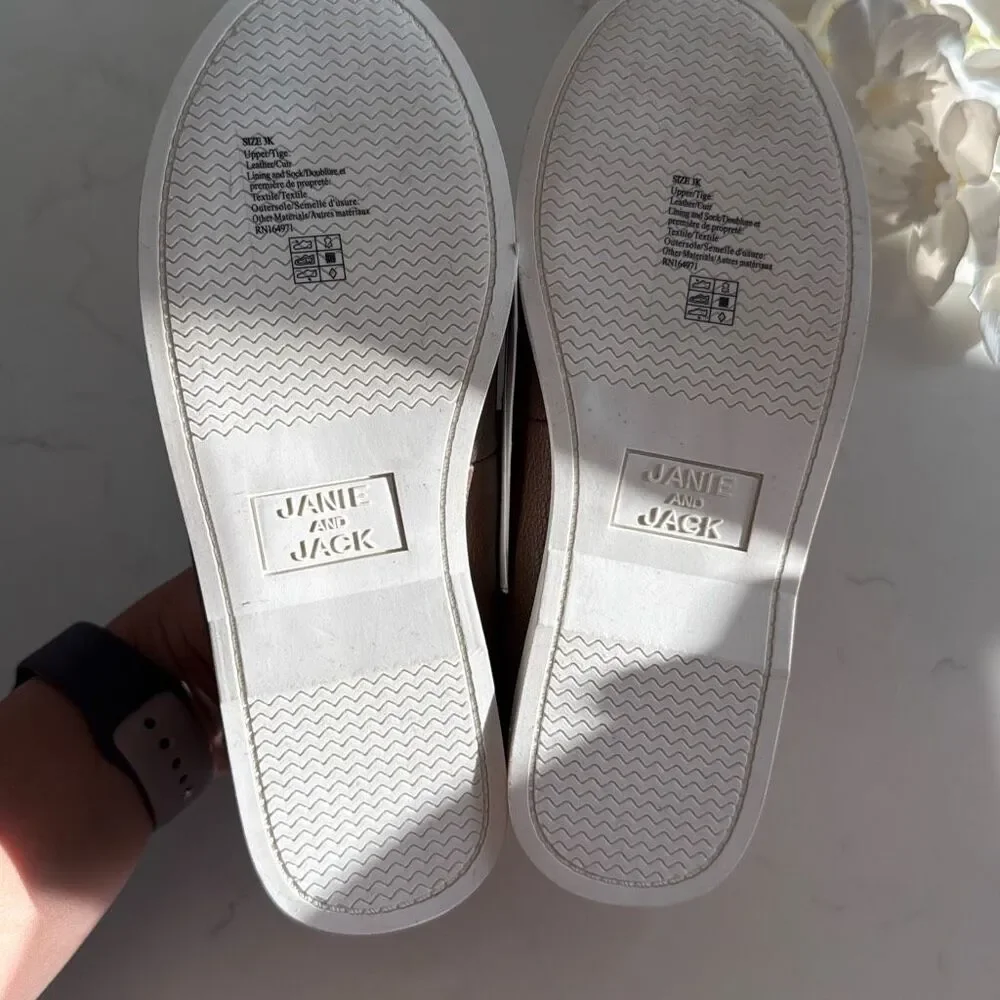 Janie and Jack Perforated Boat Shoe in Brown Size 3K