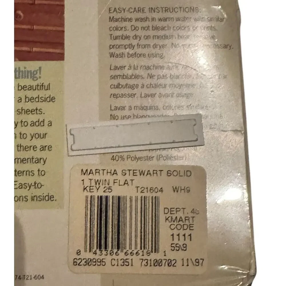 Martha Stewart VTG Twin Flat Sheet White 200 Thread No Iron Cotton Poly NEW