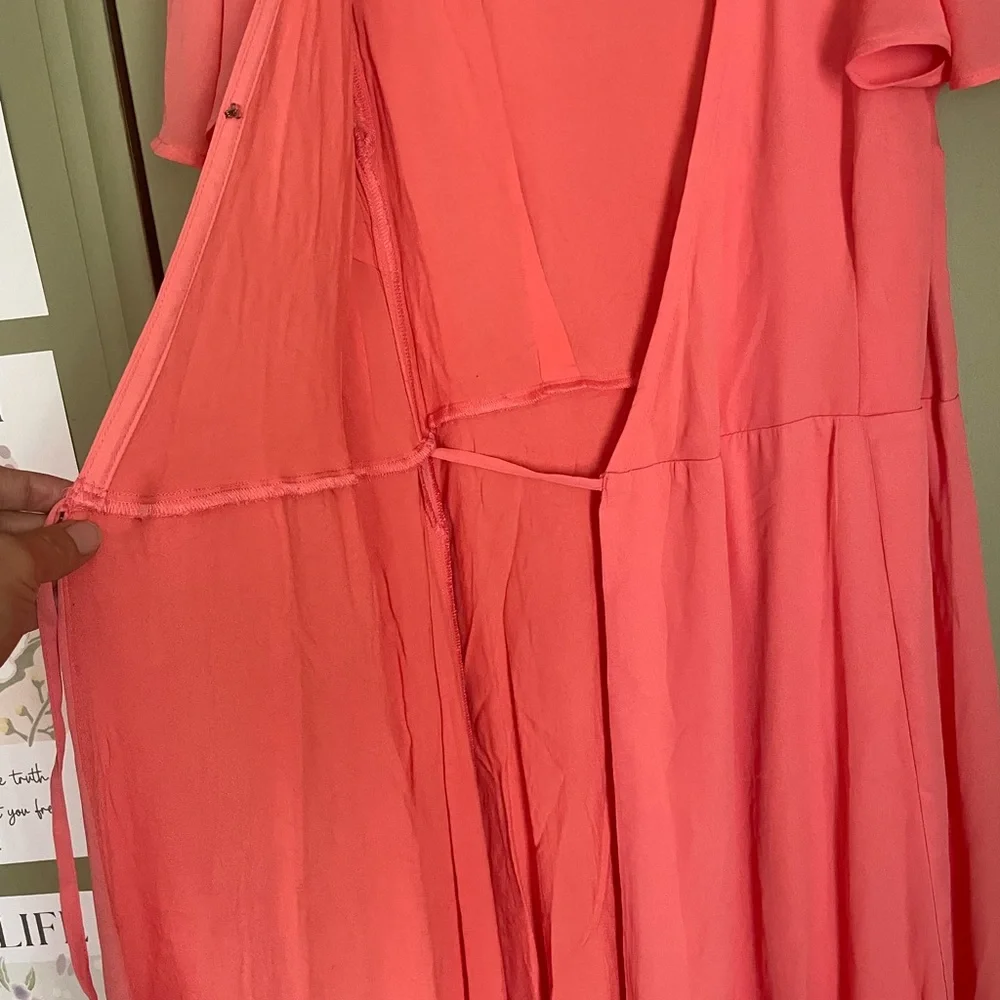 Abercrombie & Fitch Coral V-Neck Flutter Sleeve Wrap Dress Sz M