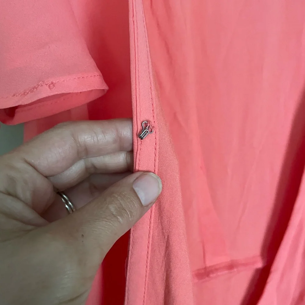Abercrombie & Fitch Coral V-Neck Flutter Sleeve Wrap Dress Sz M
