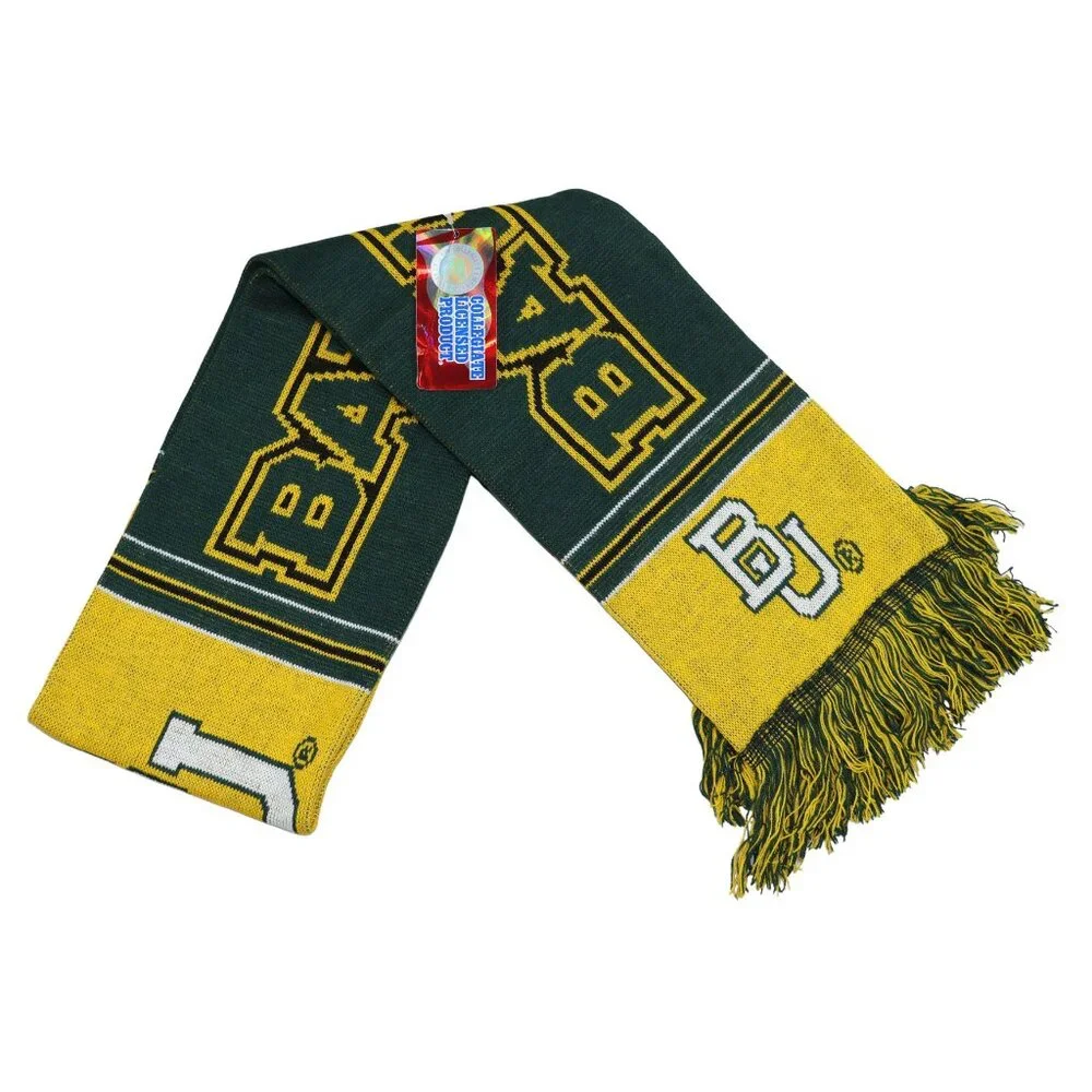 Baylor Bears NCAA College Logo & Team Colors Knit Fringe Scarf 62