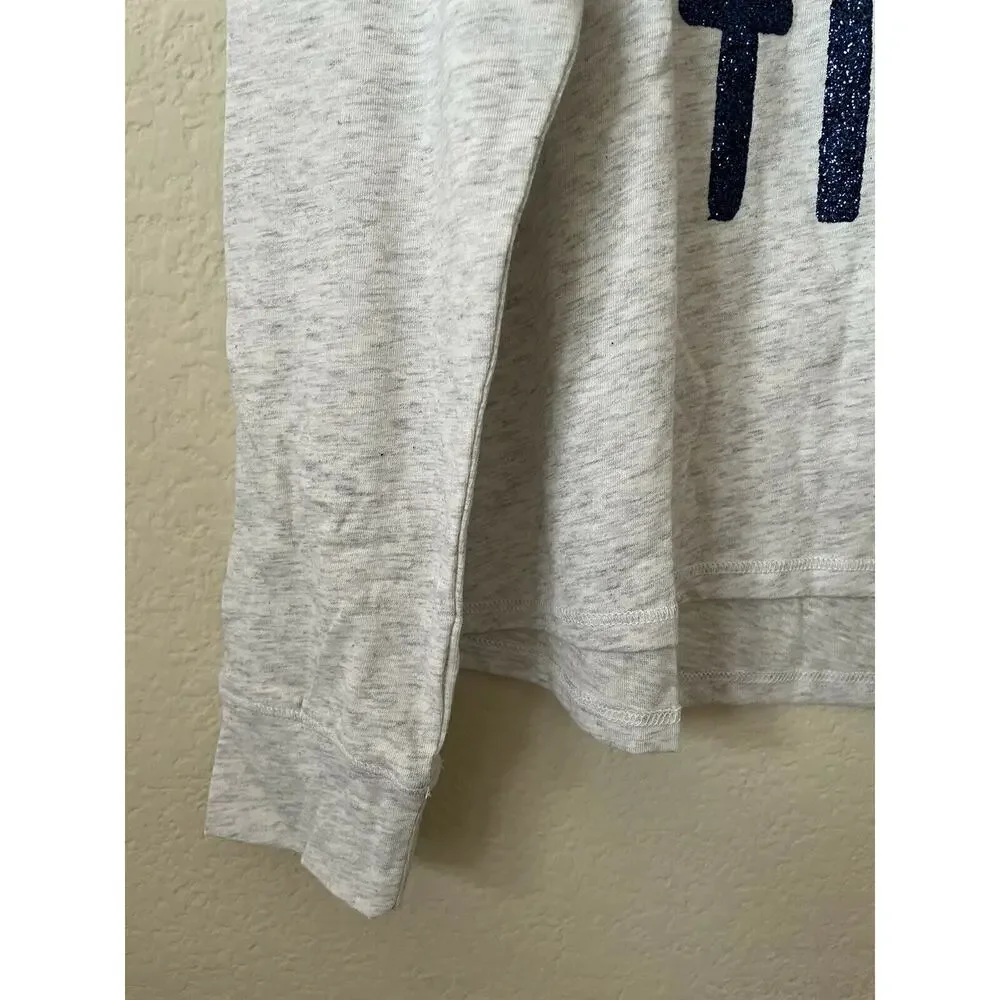 Justice Gray Blue Sparkle Be Beyoutiful Cat Girls’ Long Sleeve Tee Top Size 12