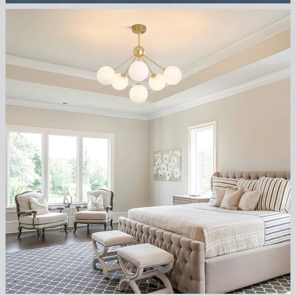 Elegant Gold and White Chandelier
