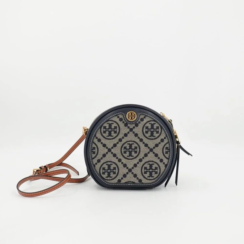 Tory Burch T Monogram Jacquard Moon Crossbody Bag Blue
