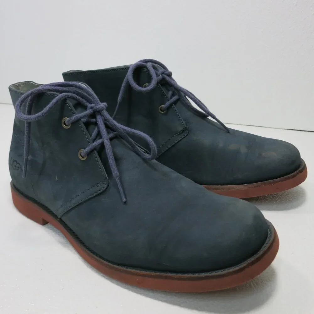 UGG Australia Blue Nubuck Leather Chukka Ankle Boots Men's # 1002389 Sz 8.5