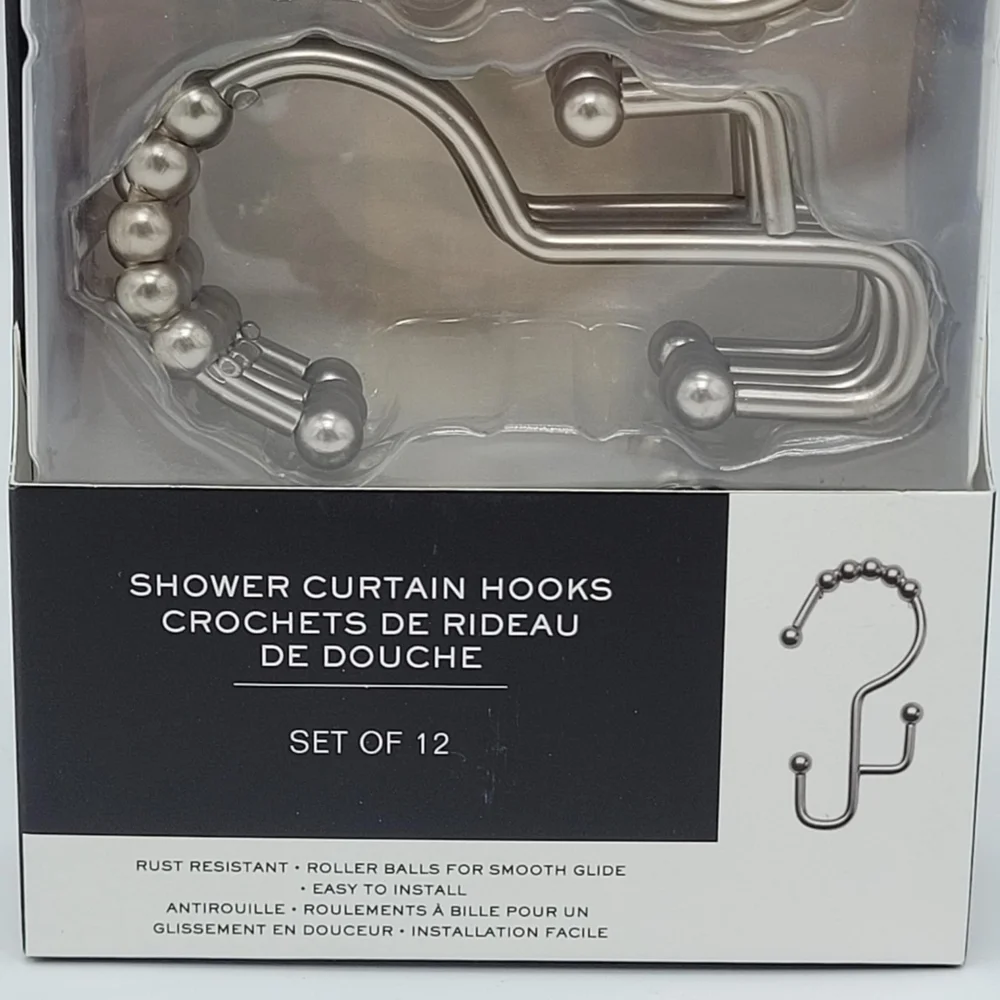 Lauren Ralph Lauren Shower Curtain Hooks Set Of 12 Satin Nickel NEW
