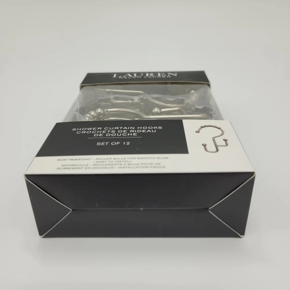 Lauren Ralph Lauren Shower Curtain Hooks Set Of 12 Satin Nickel NEW