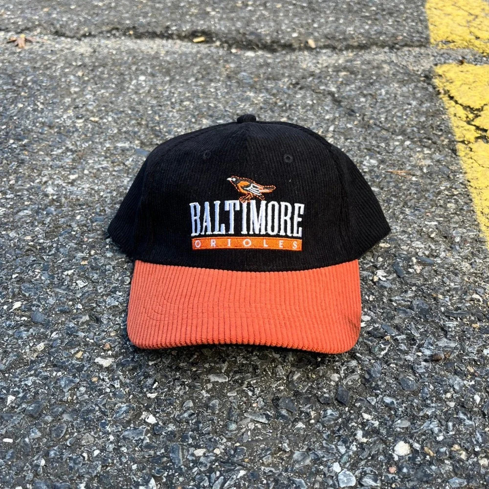 Baltimore Orioles Corduroy Cap Hat Black Orange Baseball MLB Adjustable