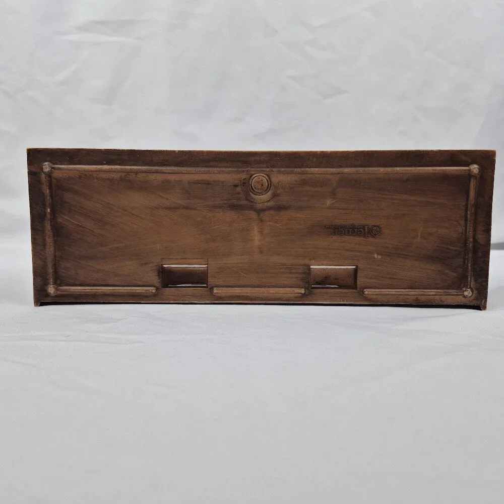 Vintage Lerner Brown Faux Carved Wood Office Desktop Organizer MCM 70's
