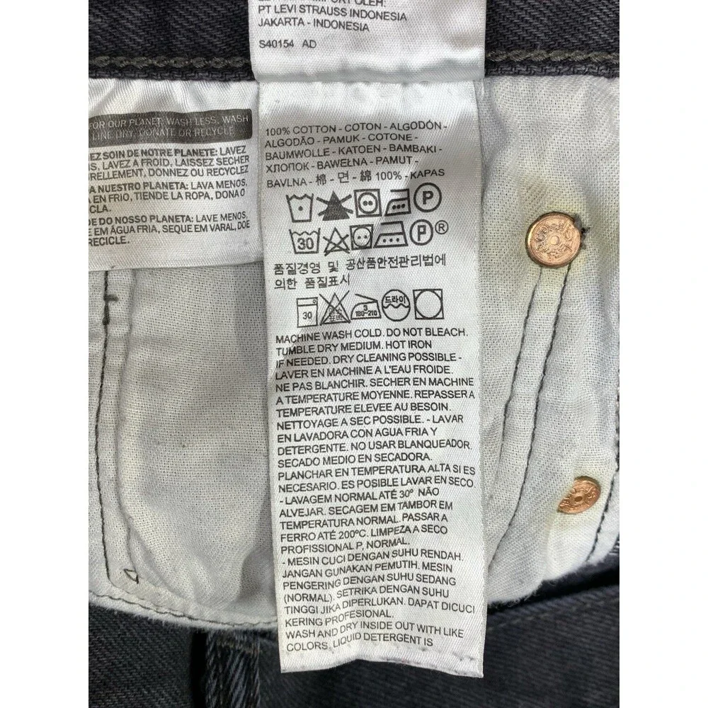 Levi's 501 Mens Denim Jeans Original Fit Button Fly Black 2016 Size 36X32 Read