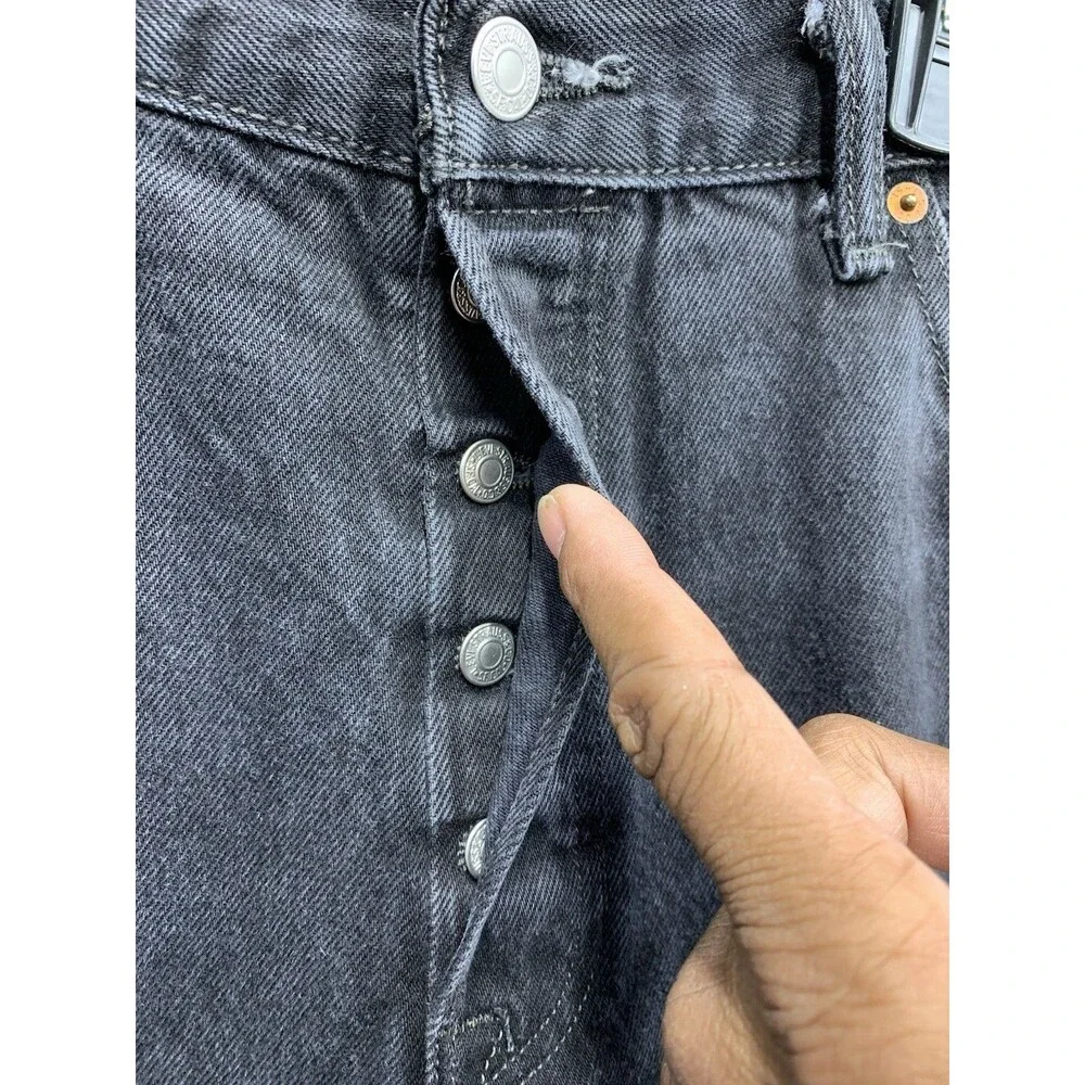 Levi's 501 Mens Denim Jeans Original Fit Button Fly Black 2016 Size 36X32 Read