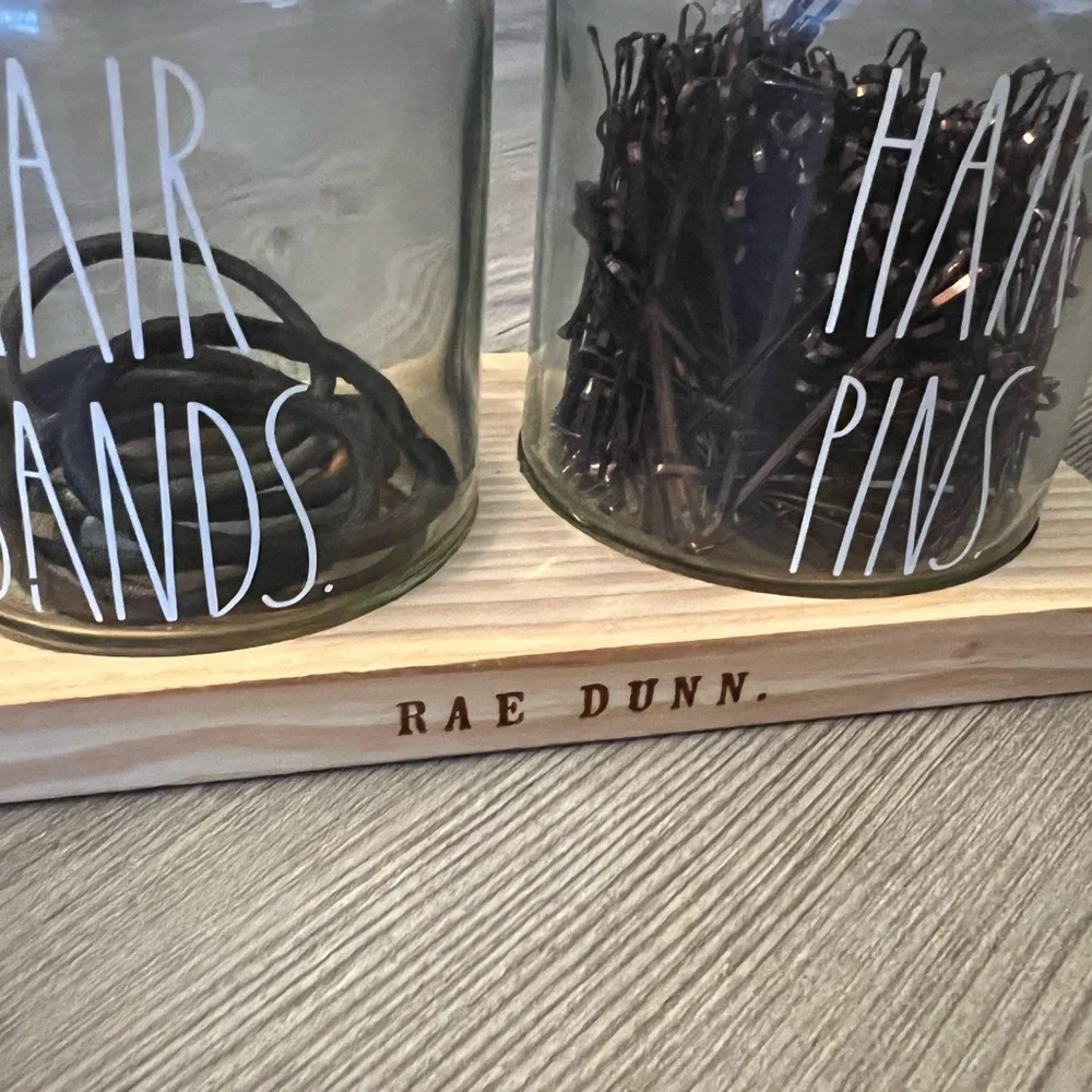 Rae Dunn Glass Jar with Bobby Pins