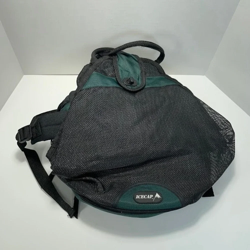 Icecap Backpack Black Green Mesh Insulated 3 Compartment Hiking Camping Travel