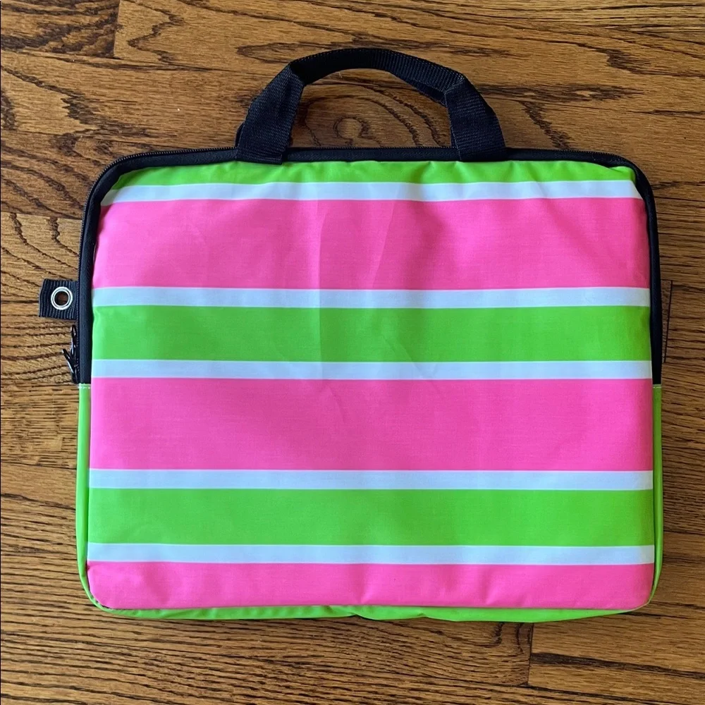 Scout Pink and Green Striped Laptop Sleeve