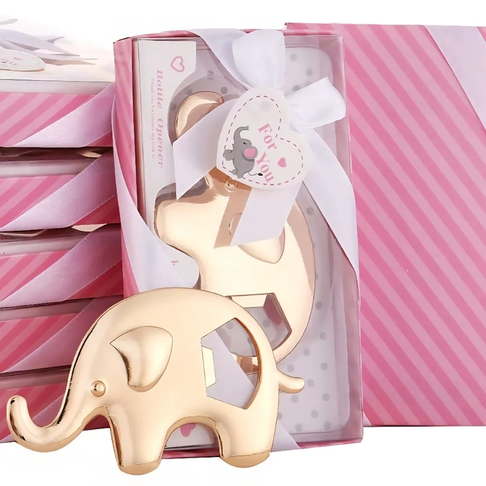Bundle Of 6 Gold Elephant Bottle Opener Party Favors Baby Shower