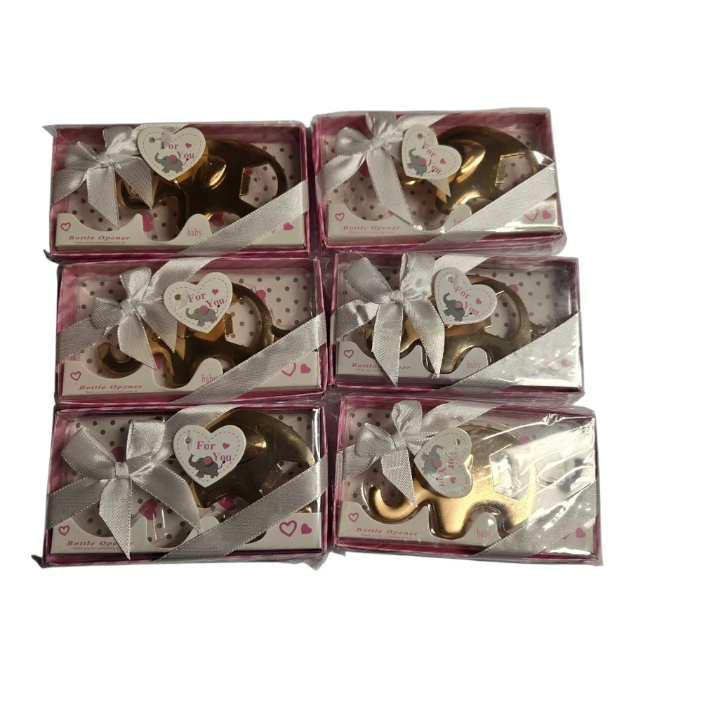 Bundle Of 6 Gold Elephant Bottle Opener Party Favors Baby Shower
