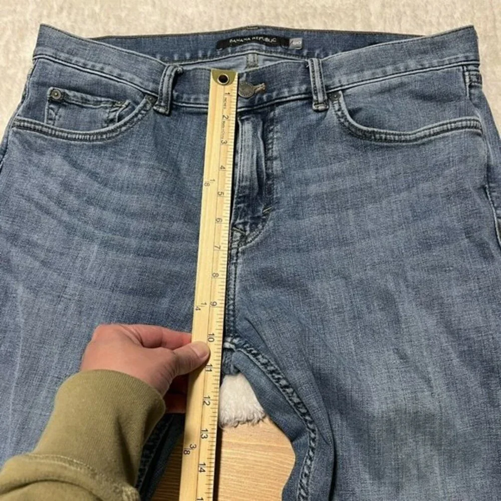 Banana Republic Mens Slim Fit Mid Rise Stretch Blue Jeans Distressed Sz 34 x 34