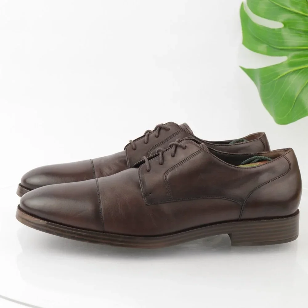 Cole Haan Mens Henry GrandOS Oxfords Size 11 M Brown Leather Cap Toe Dress Shoes