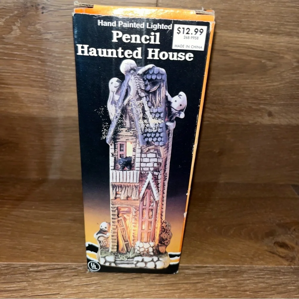 Hand Painted Lighted Haunted House Decor NIB