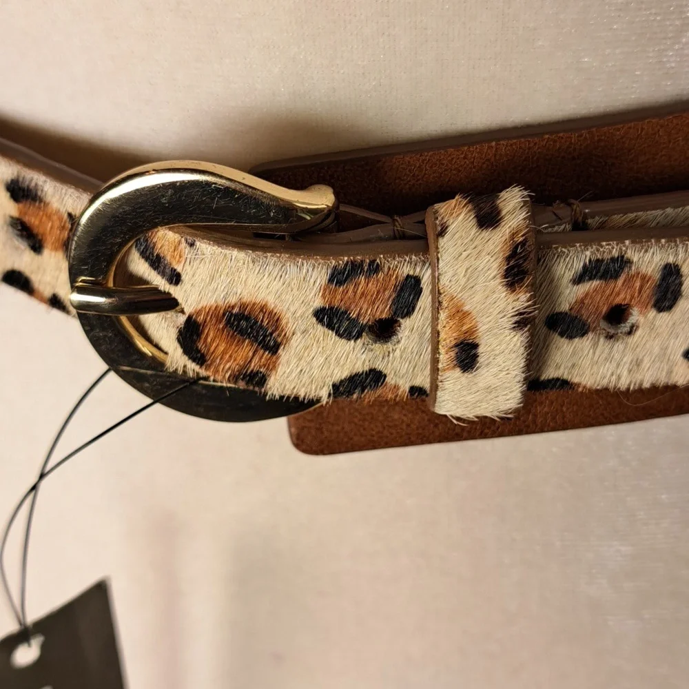 Chico’s Belt Arlie Animal Spring Haircalf Belt Size Medium Genuine Leather India