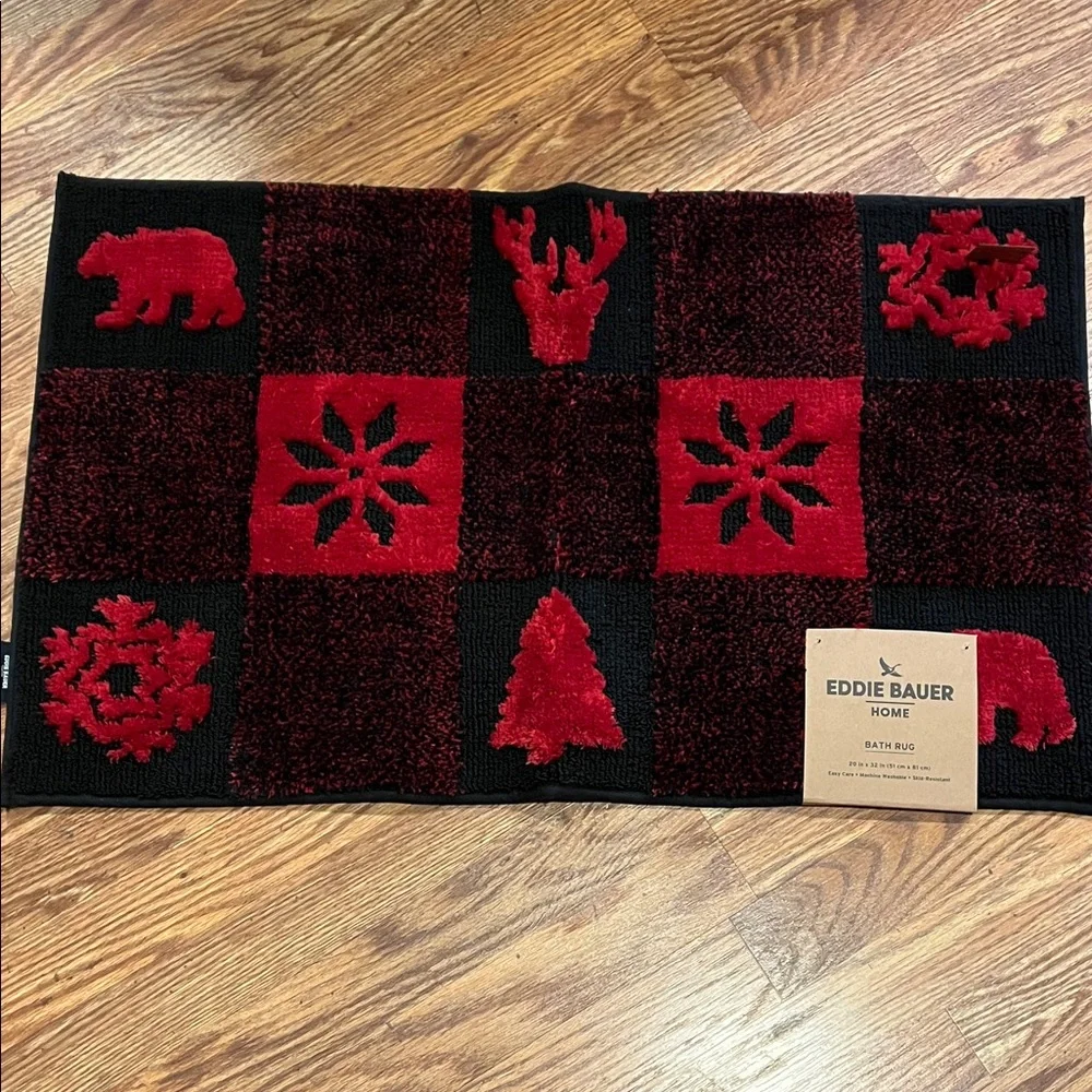 Eddie Bauer Red and Black Plaid Door Mat
