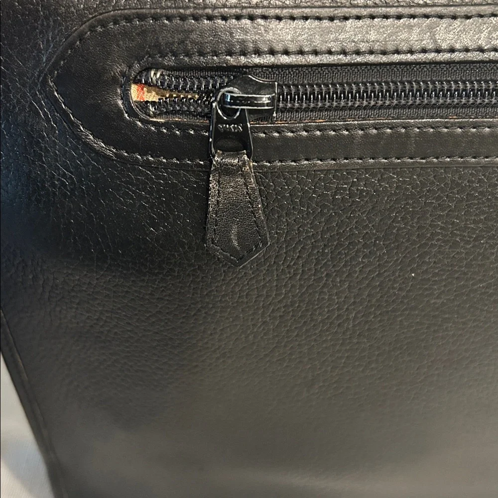 Burberry Black Textured Leather Bag Authentic