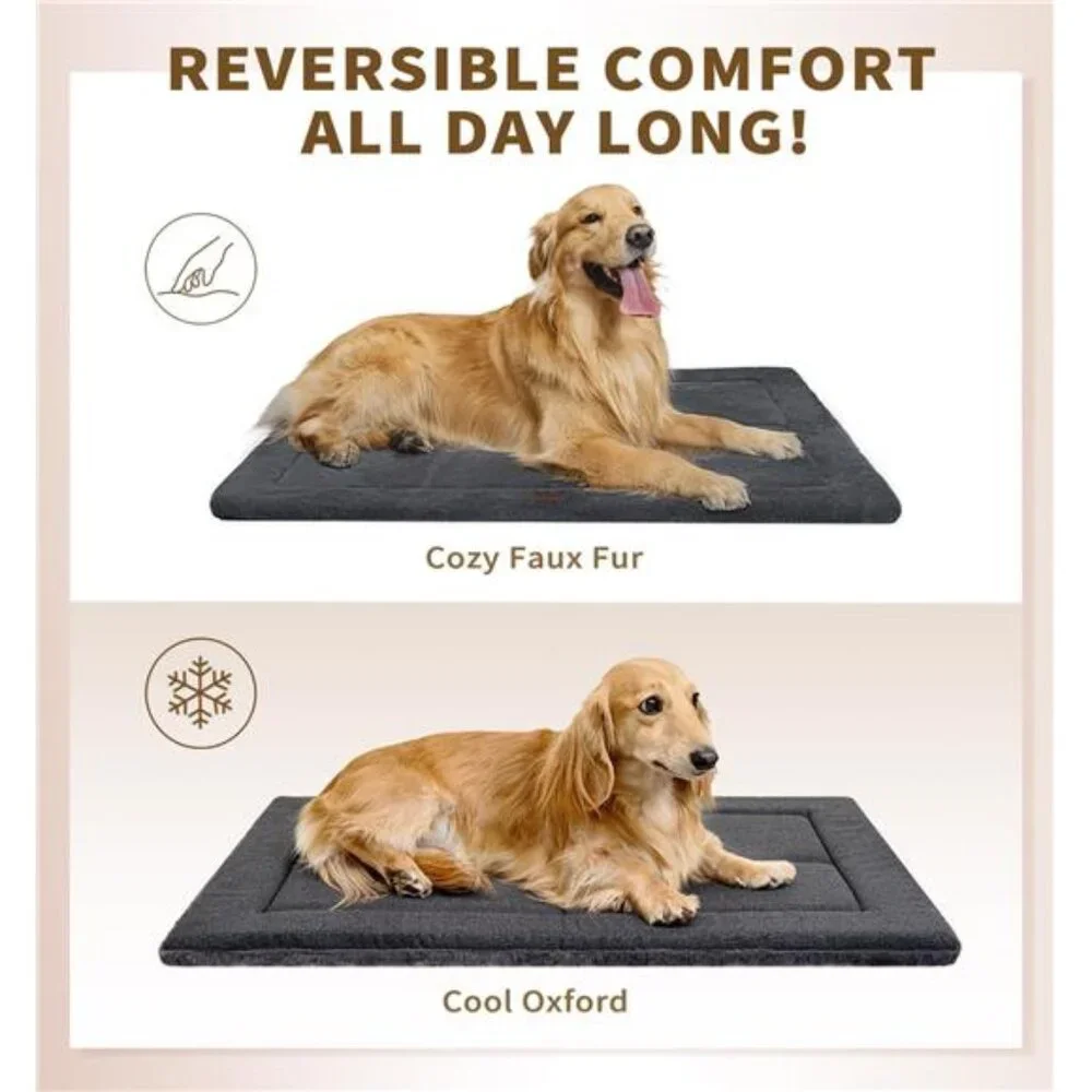 Washable Dog Bed for Size Dogs, Reversible Foam Floor Dog Mat, 35*23,