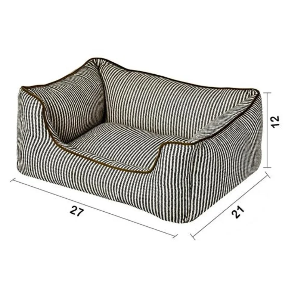 High Wall Striped Bed for Dogs, High Walled Cuddler, Striped Measuring 27