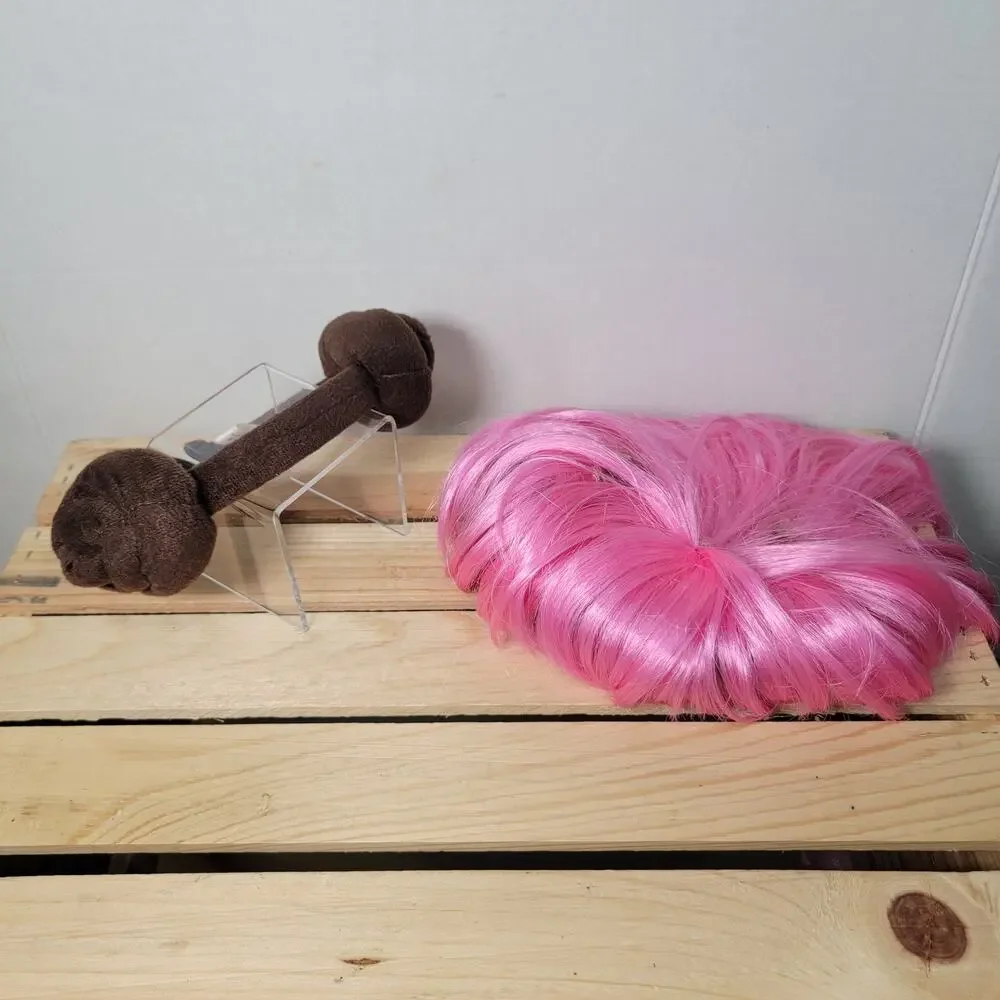 2 Pc Pet Head Pieces: Lulu Pink Wig & Star Wars Princess Leia Headband