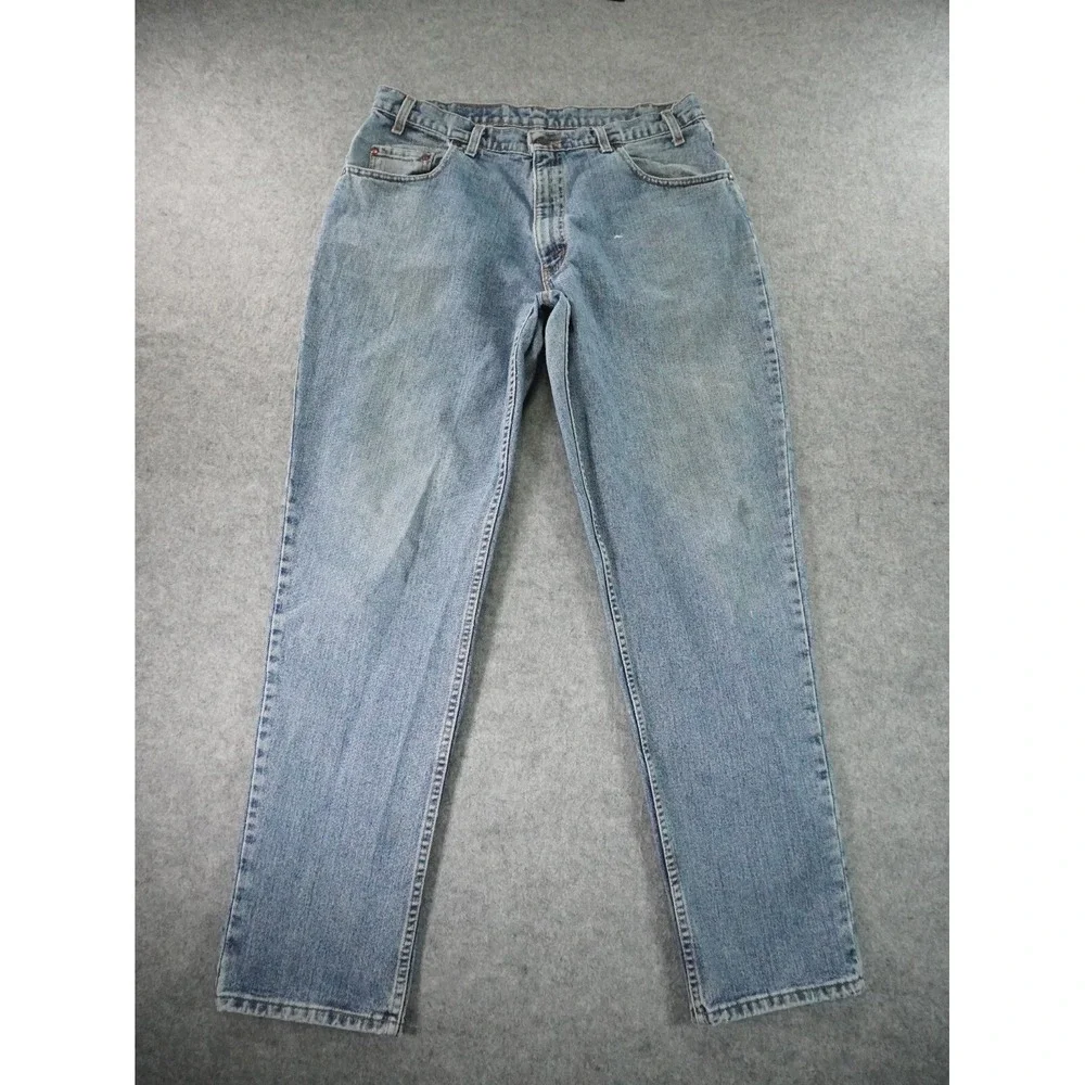 Vintage‎ Levis 545 Jeans Mens 38x34 (36x32.5) Blue Denim Loose Stained Brown Tab