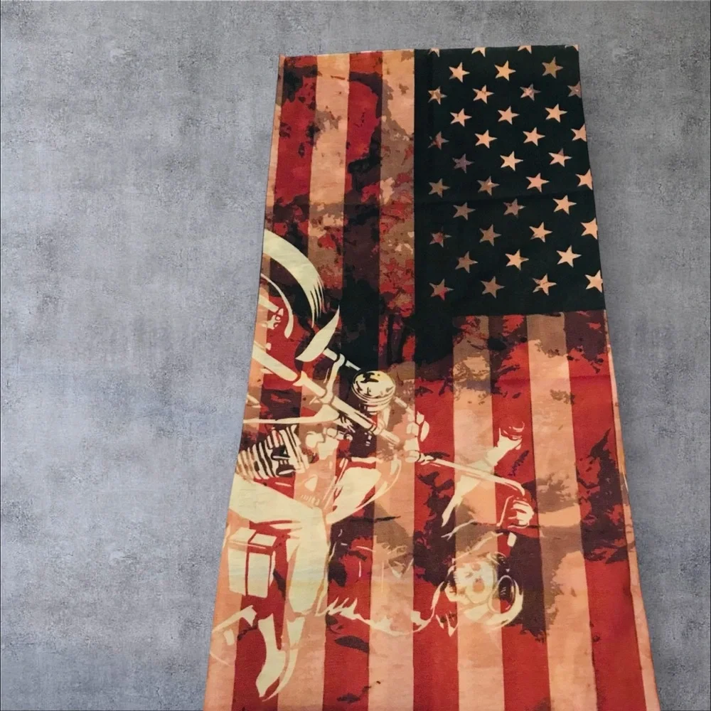Biker Stars & Stripe 16 n 1 Neck Gaiter Face Covers Dust Mask Biker Rag