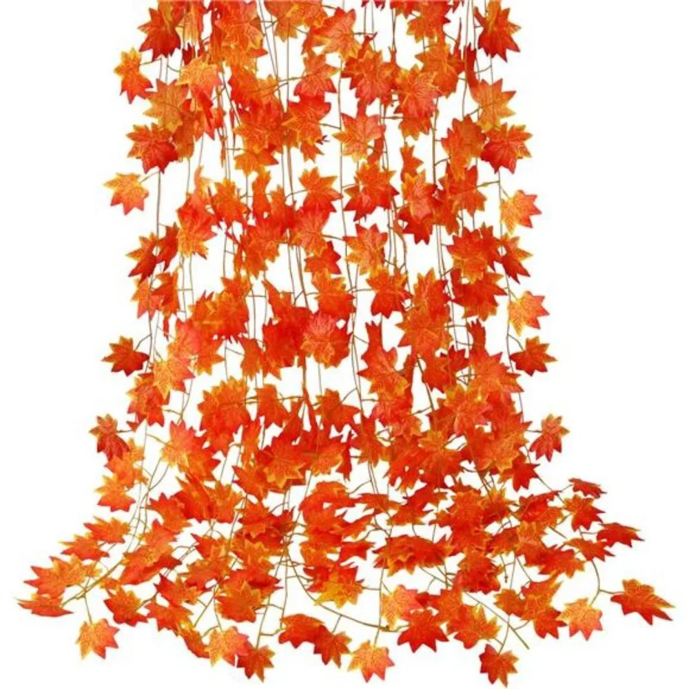 12 Pack Fall Leaf Garland, Hanging Vines Garland Artificial Fall Maple Leaves