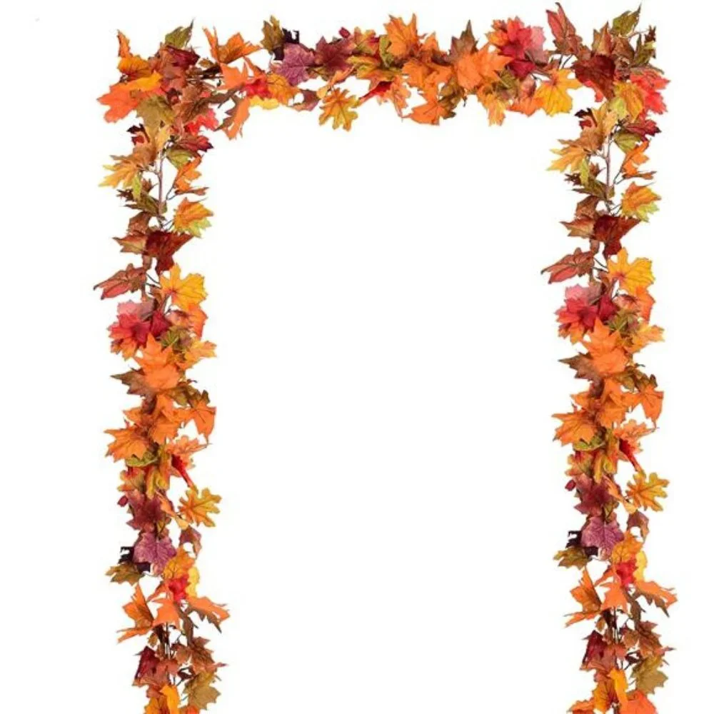 2 Pack Fall Maple Leaf Clearance, 5.9Ft/Piece Hanging Vine Garland Artificial