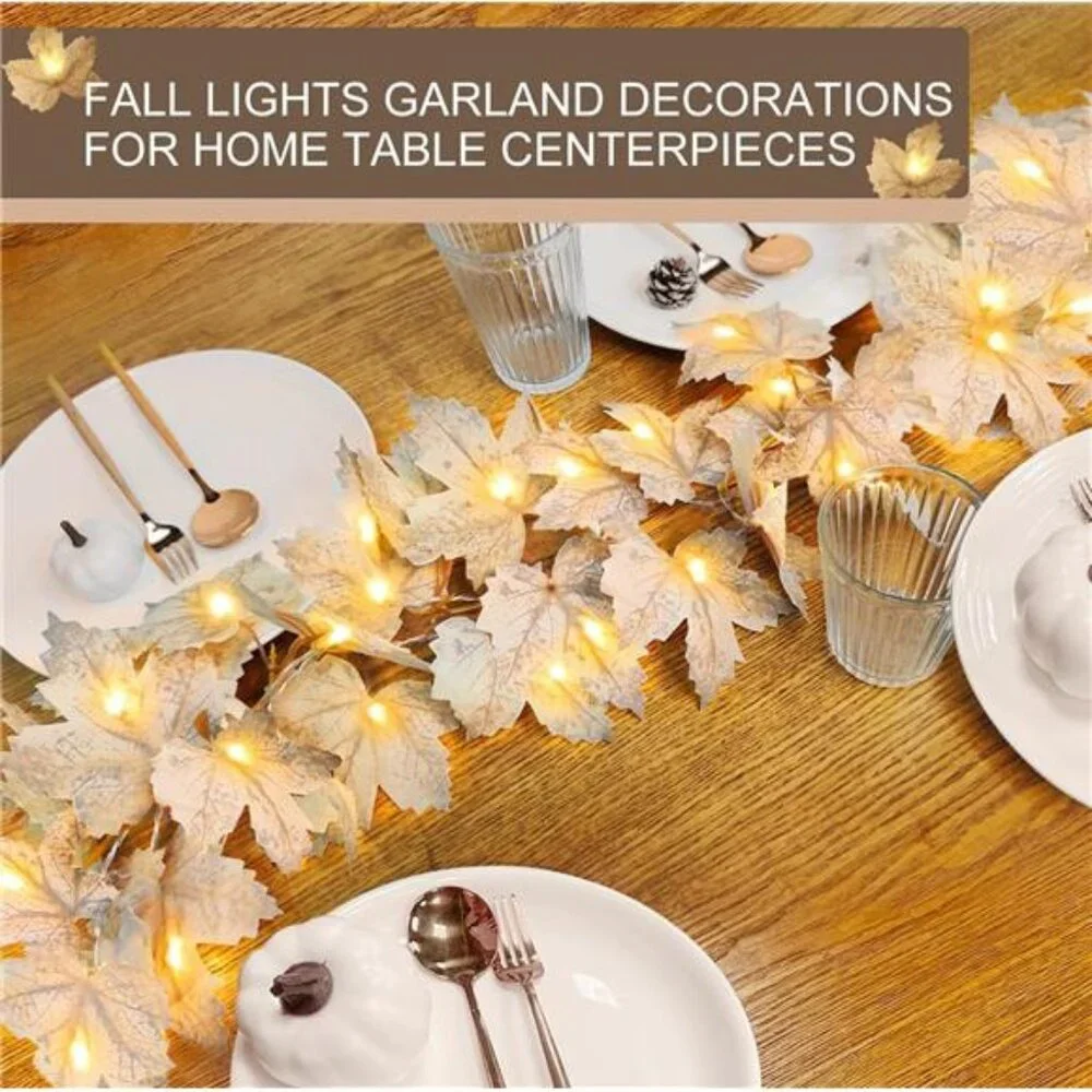 3Pack Fall Decor-Fall Garland with Lights Thanksgiving Fall Decorations for Home