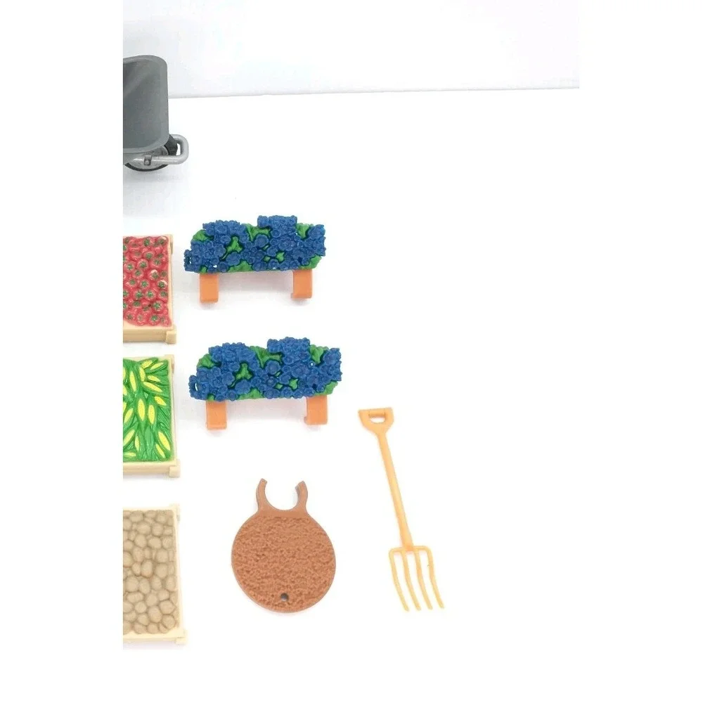 Schleich Farm World Accessories Lot Wheel barrel Veggies Hay Bucket Straw Bed‎